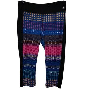 Fila Sport Womens Size XL Cropped Capri Leggings Geometric Print Activewear